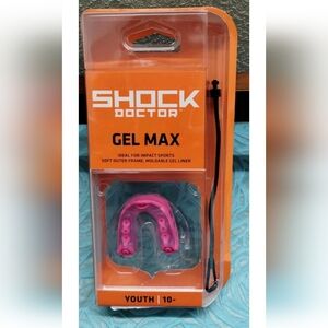 Shock Doctor Gel Max Convertible Strap/Strapless Mouthguard Youth Pink 10- New
